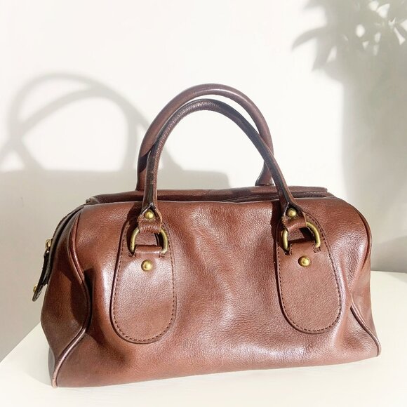 Banana Republic Somerset Collection Brown Leather Satchel Bag - Picture 3 of 11